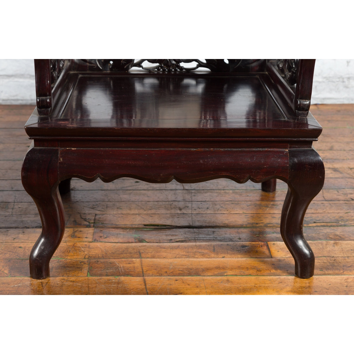 Pair of Chinese Hand Carved Rosewood Armchairs with Marble Splat and Dark Patina-19. Asian &amp; Chinese Furniture, Art, Antiques, Vintage Home Décor for sale at FEA Home