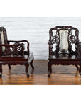 Pair of Chinese Hand Carved Rosewood Armchairs with Marble Splat and Dark Patina-7. Asian & Chinese Furniture, Art, Antiques, Vintage Home Décor for sale at FEA Home