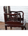 Pair of Chinese Hand Carved Rosewood Armchairs with Marble Splat and Dark Patina-22. Asian & Chinese Furniture, Art, Antiques, Vintage Home Décor for sale at FEA Home