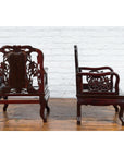 Pair of Chinese Hand Carved Rosewood Armchairs with Marble Splat and Dark Patina-6. Asian & Chinese Furniture, Art, Antiques, Vintage Home Décor for sale at FEA Home