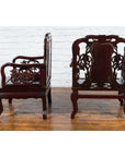 Pair of Chinese Hand Carved Rosewood Armchairs with Marble Splat and Dark Patina-5. Asian & Chinese Furniture, Art, Antiques, Vintage Home Décor for sale at FEA Home