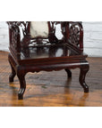 Pair of Chinese Hand Carved Rosewood Armchairs with Marble Splat and Dark Patina-10. Asian & Chinese Furniture, Art, Antiques, Vintage Home Décor for sale at FEA Home