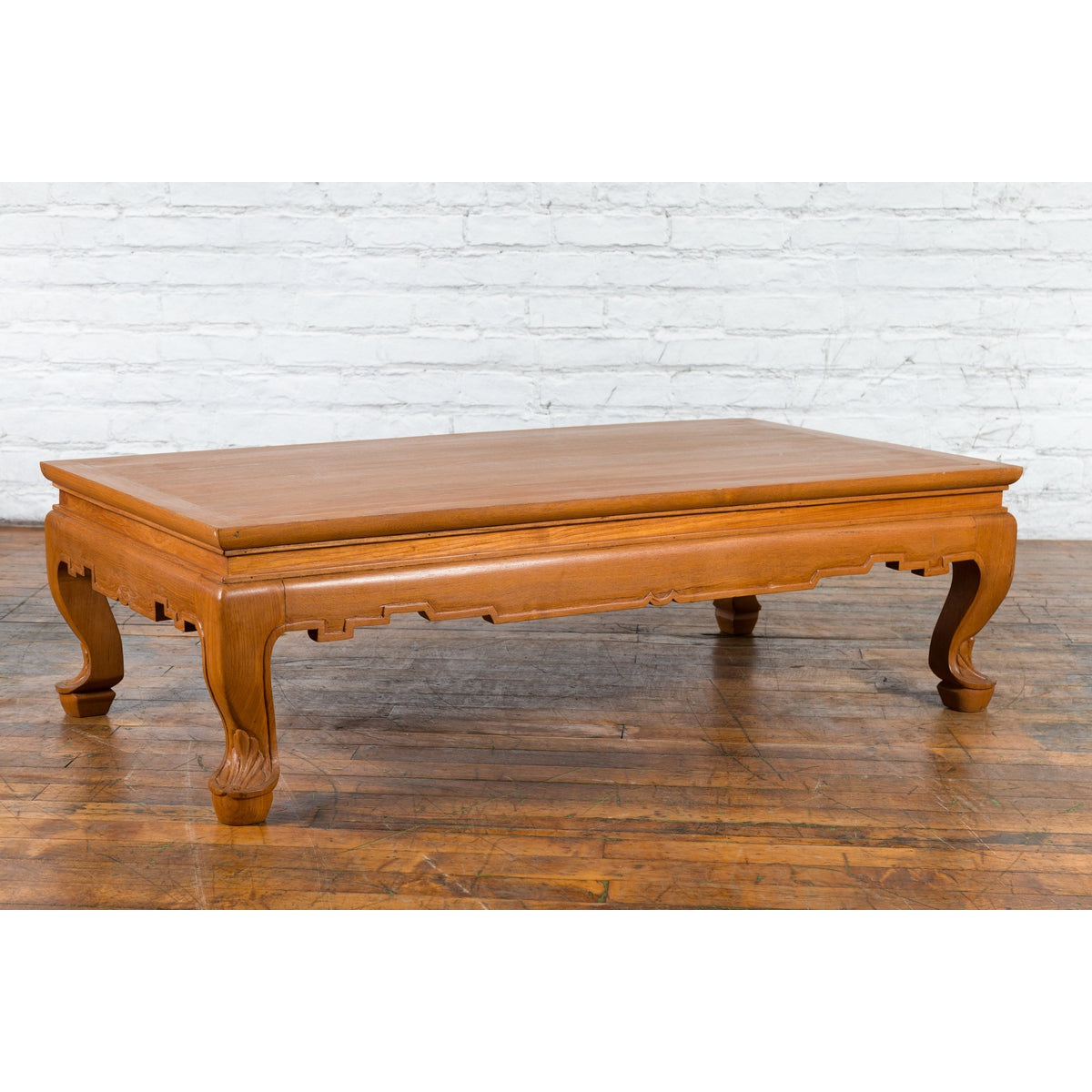 Vintage Thai Coffee Table with Waisted Top, Carved Apron and Cabriole Legs-2. Asian & Chinese Furniture, Art, Antiques, Vintage Home Décor for sale at FEA Home