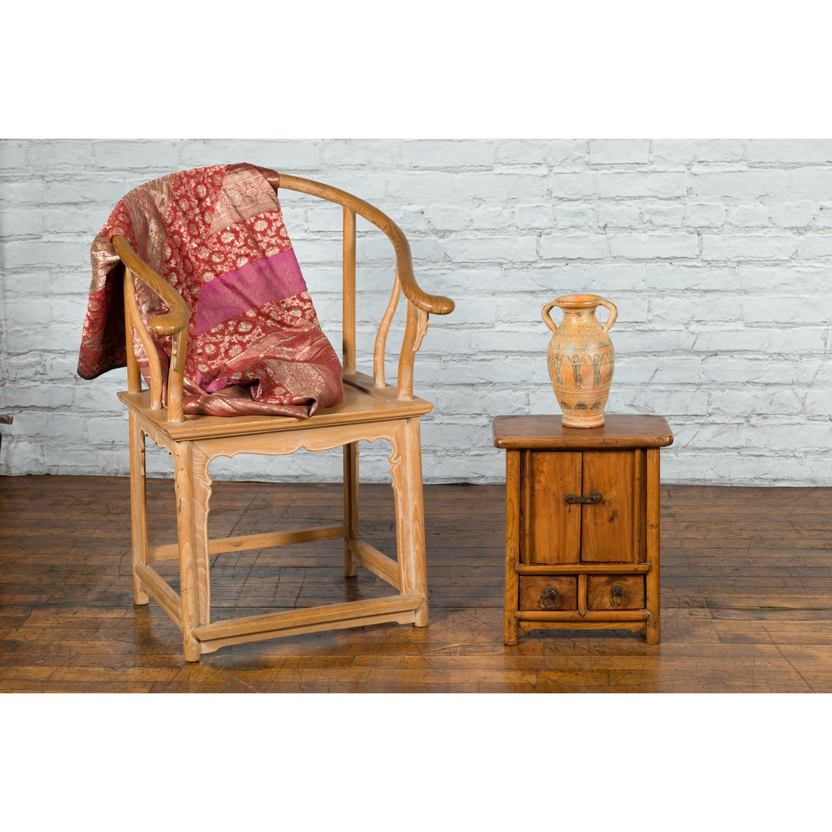 Chinese Qing Dynasty 19th Century Small Bedside Cabinet with Tapering Lines-3. Asian &amp; Chinese Furniture, Art, Antiques, Vintage Home Décor for sale at FEA Home