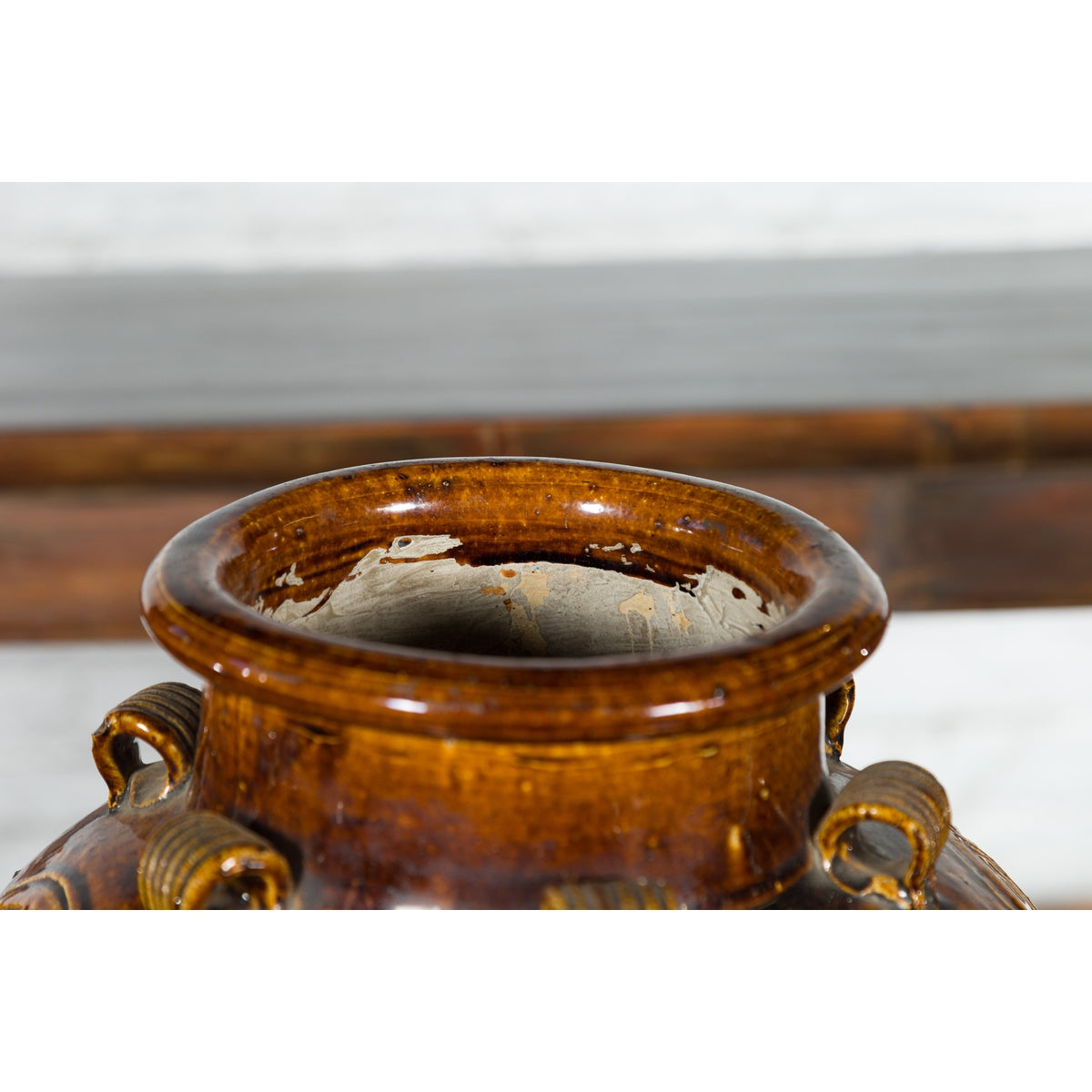Chinese Qing Dynasty 19th Century Brown Glazed Jar with Loop Handles-7. Asian &amp; Chinese Furniture, Art, Antiques, Vintage Home Décor for sale at FEA Home