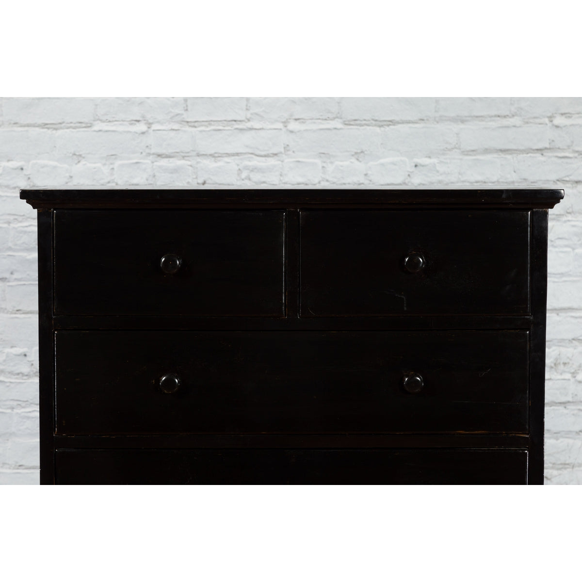 Vintage Chinese Tall Black Lacquered Elmwood Chest with Six Drawers-5. Asian &amp; Chinese Furniture, Art, Antiques, Vintage Home Décor for sale at FEA Home