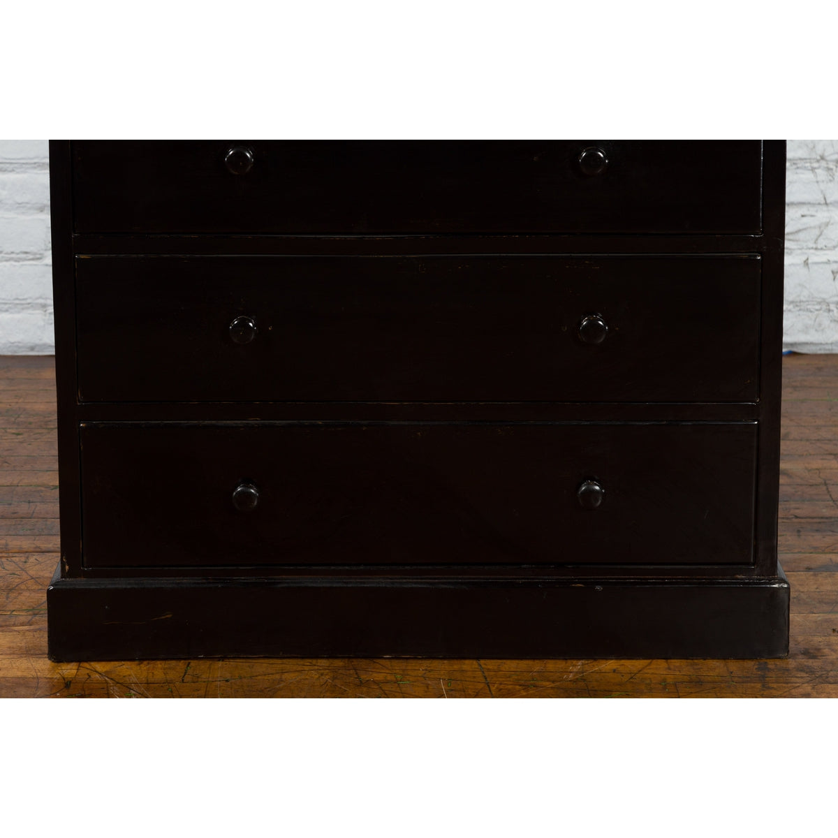 Vintage Chinese Tall Black Lacquered Elmwood Chest with Six Drawers-7. Asian &amp; Chinese Furniture, Art, Antiques, Vintage Home Décor for sale at FEA Home