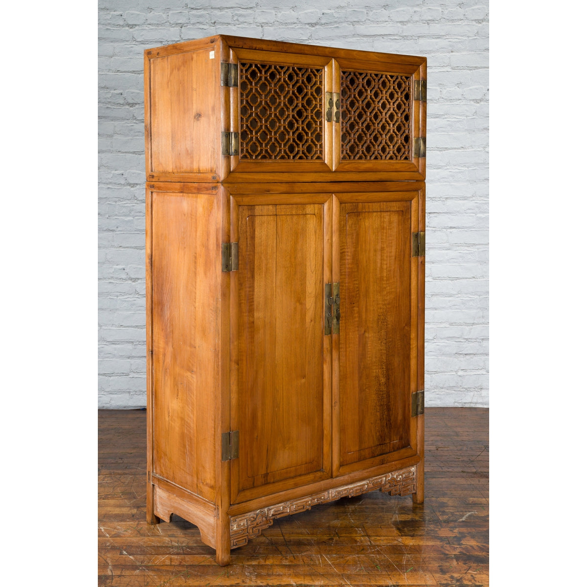 Chinese Qing Dynasty 19th Century Kitchen Cabinet with Quatrefoil Style Fretwork-13. Asian &amp; Chinese Furniture, Art, Antiques, Vintage Home Décor for sale at FEA Home