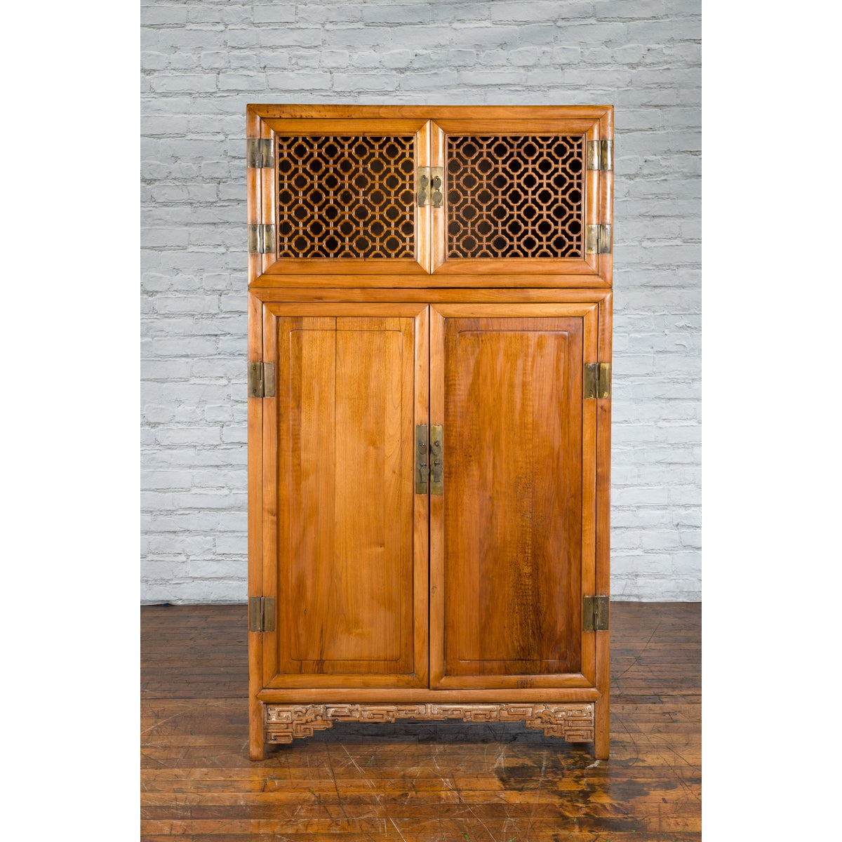 Chinese Qing Dynasty 19th Century Kitchen Cabinet with Quatrefoil Style Fretwork-2. Asian & Chinese Furniture, Art, Antiques, Vintage Home Décor for sale at FEA Home