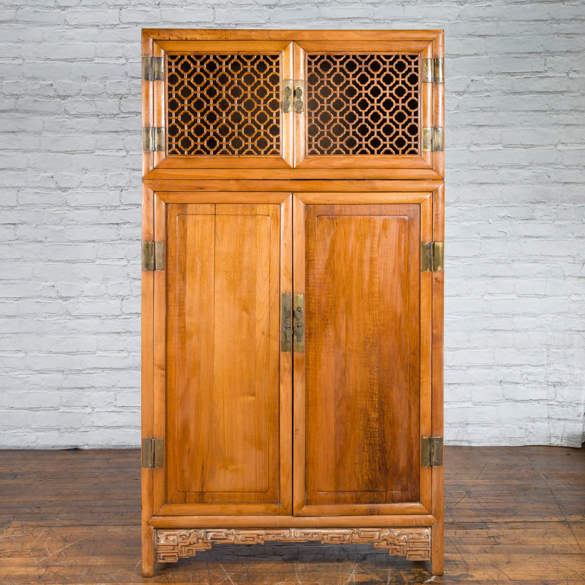 Chinese Qing Dynasty 19th Century Kitchen Cabinet with Quatrefoil Style Fretwork-4. Asian &amp; Chinese Furniture, Art, Antiques, Vintage Home Décor for sale at FEA Home
