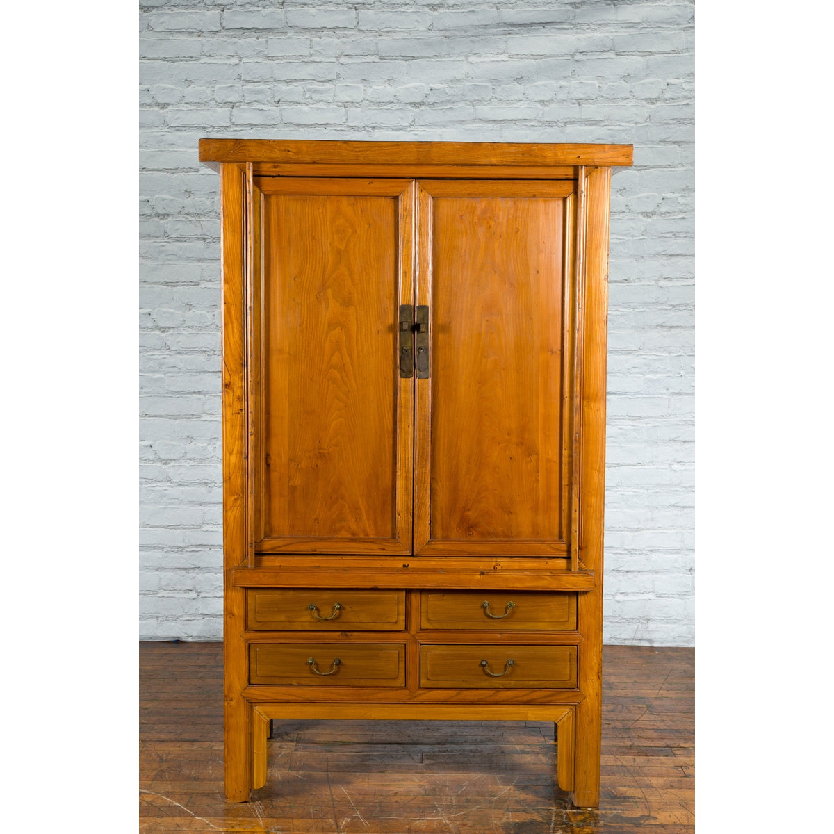 Chinese Qing Dynasty 19th Century Light Lacquer Cabinet with Doors and Drawers-2. Asian & Chinese Furniture, Art, Antiques, Vintage Home Décor for sale at FEA Home