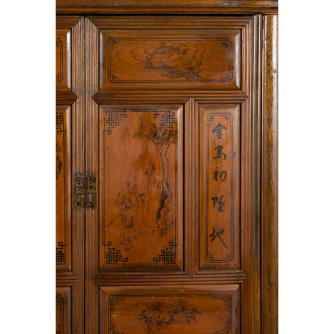 Chinese Early 20th Century Cabinet with Hand-Painted Figures and Calligraphy-YN2614-11. Asian & Chinese Furniture, Art, Antiques, Vintage Home Décor for sale at FEA Home