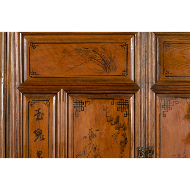 Chinese Early 20th Century Cabinet with Hand-Painted Figures and Calligraphy-YN2614-12. Asian & Chinese Furniture, Art, Antiques, Vintage Home Décor for sale at FEA Home