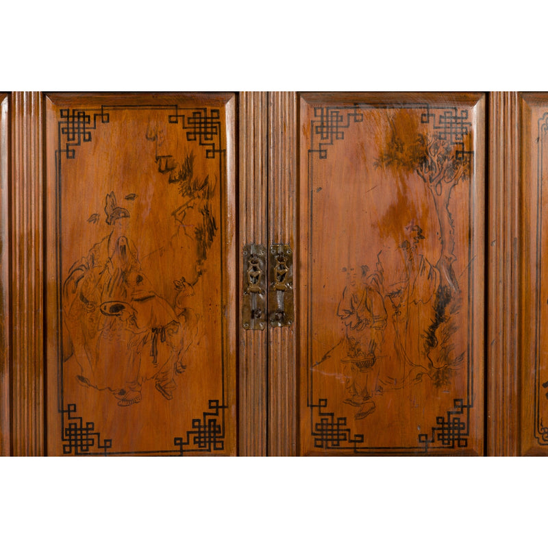 Chinese Early 20th Century Cabinet with Hand-Painted Figures and Calligraphy-YN2614-13. Asian & Chinese Furniture, Art, Antiques, Vintage Home Décor for sale at FEA Home