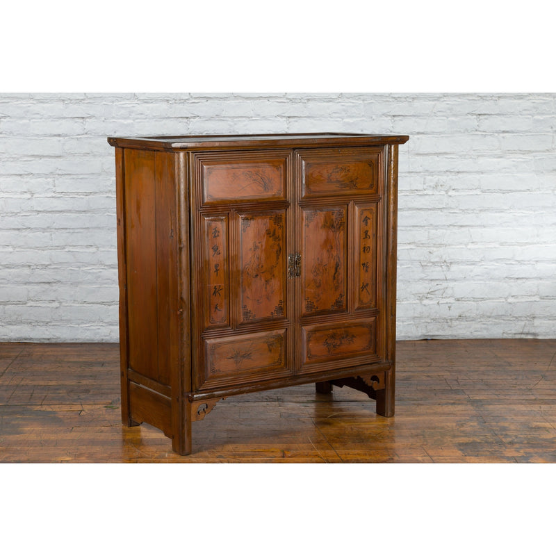Chinese Early 20th Century Cabinet with Hand-Painted Figures and Calligraphy-YN2614-14. Asian & Chinese Furniture, Art, Antiques, Vintage Home Décor for sale at FEA Home