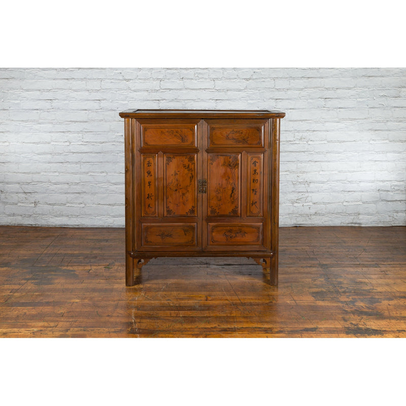 Chinese Early 20th Century Cabinet with Hand-Painted Figures and Calligraphy-YN2614-3. Asian & Chinese Furniture, Art, Antiques, Vintage Home Décor for sale at FEA Home