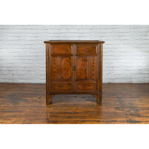 Chinese Early 20th Century Cabinet with Hand-Painted Figures and Calligraphy-YN2614-3. Asian & Chinese Furniture, Art, Antiques, Vintage Home Décor for sale at FEA Home