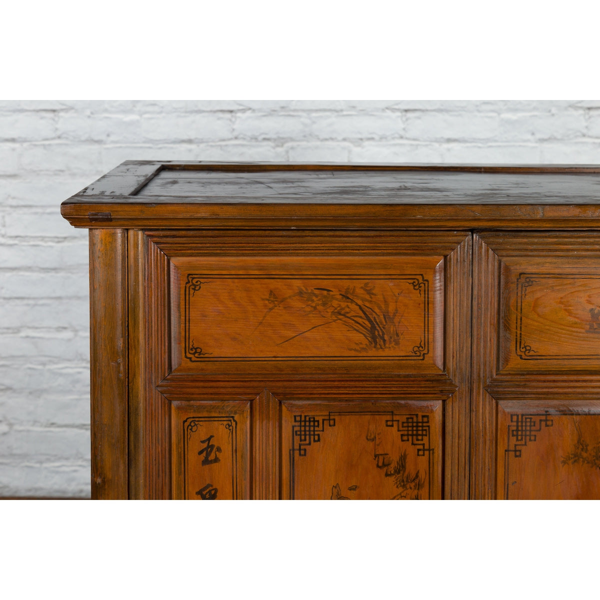 Chinese Early 20th Century Cabinet with Hand-Painted Figures and Calligraphy-6. Asian &amp; Chinese Furniture, Art, Antiques, Vintage Home Décor for sale at FEA Home