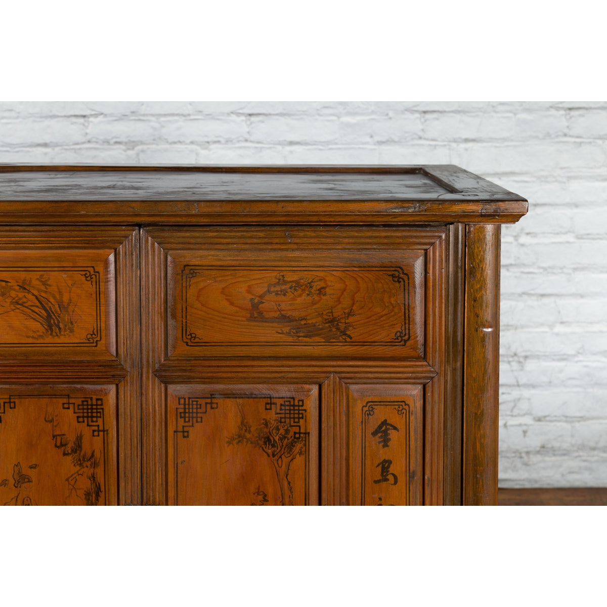 Chinese Early 20th Century Cabinet with Hand-Painted Figures and Calligraphy-7. Asian &amp; Chinese Furniture, Art, Antiques, Vintage Home Décor for sale at FEA Home