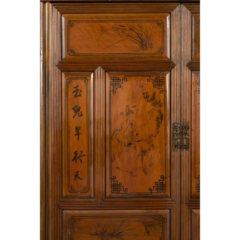 Chinese Early 20th Century Cabinet with Hand-Painted Figures and Calligraphy-YN2614-10. Asian & Chinese Furniture, Art, Antiques, Vintage Home Décor for sale at FEA Home