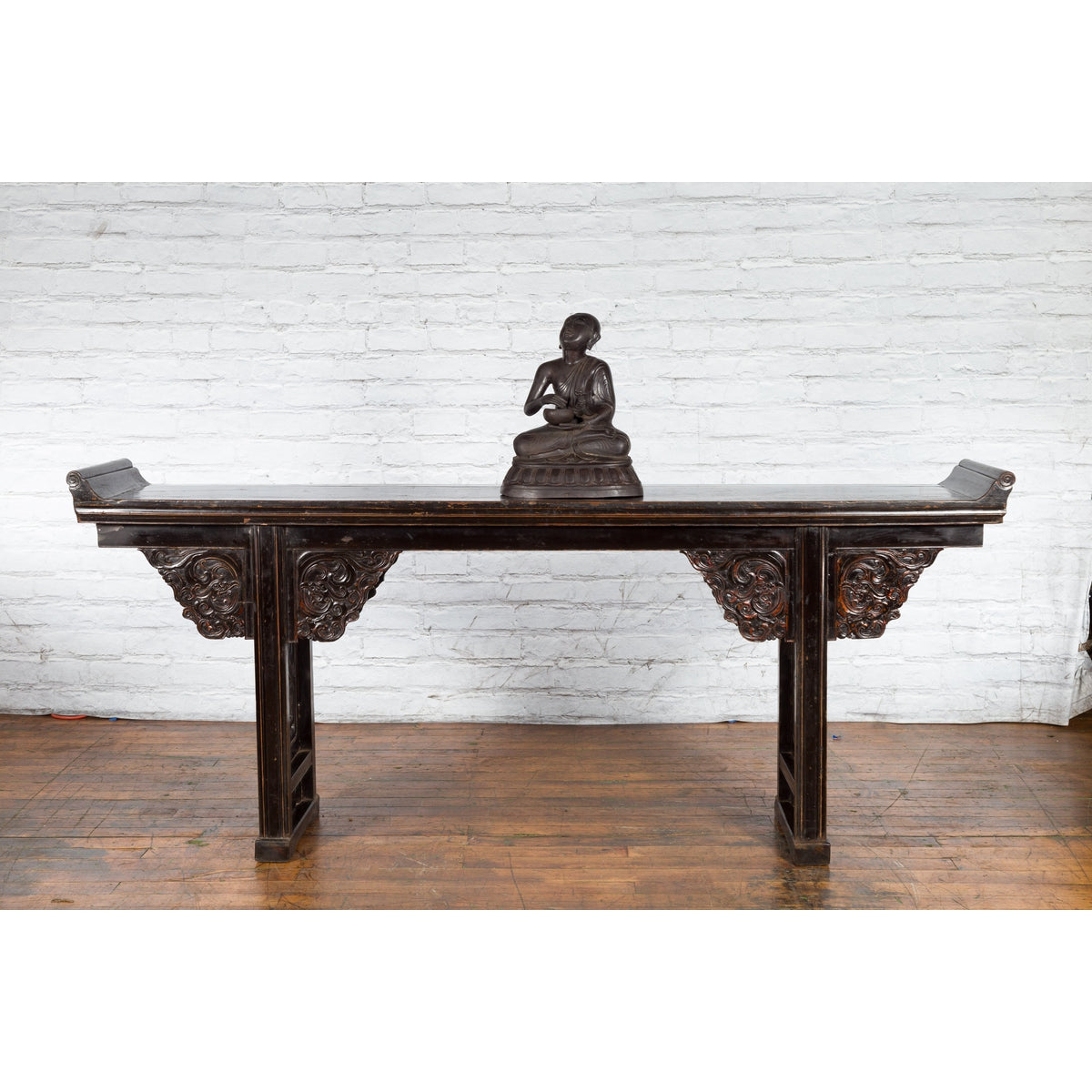Bronze Lost Wax Sculpture Depicting a Praying Buddhist Monk with Offering Bowl-2. Asian & Chinese Furniture, Art, Antiques, Vintage Home Décor for sale at FEA Home