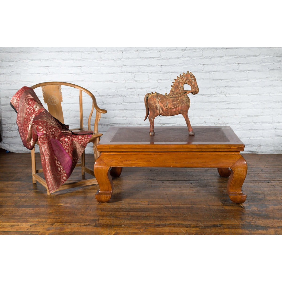 Qing Dynasty Chinese Shanxi Province Elmwood Coffee Table with Woven Rattan Top-2. Asian & Chinese Furniture, Art, Antiques, Vintage Home Décor for sale at FEA Home