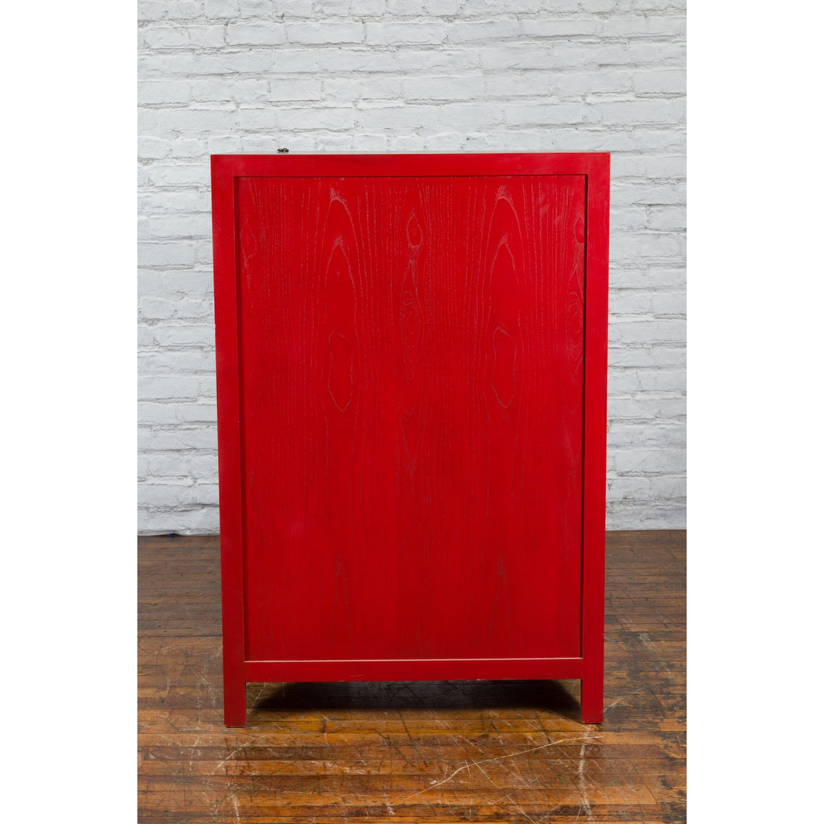 Chinese Antique Style Red Lacquered Liquor Cabinet with Revolving Hidden Panel-18. Asian &amp; Chinese Furniture, Art, Antiques, Vintage Home Décor for sale at FEA Home