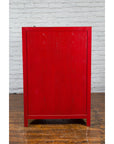 Chinese Antique Style Red Lacquered Liquor Cabinet with Revolving Hidden Panel-18. Asian & Chinese Furniture, Art, Antiques, Vintage Home Décor for sale at FEA Home