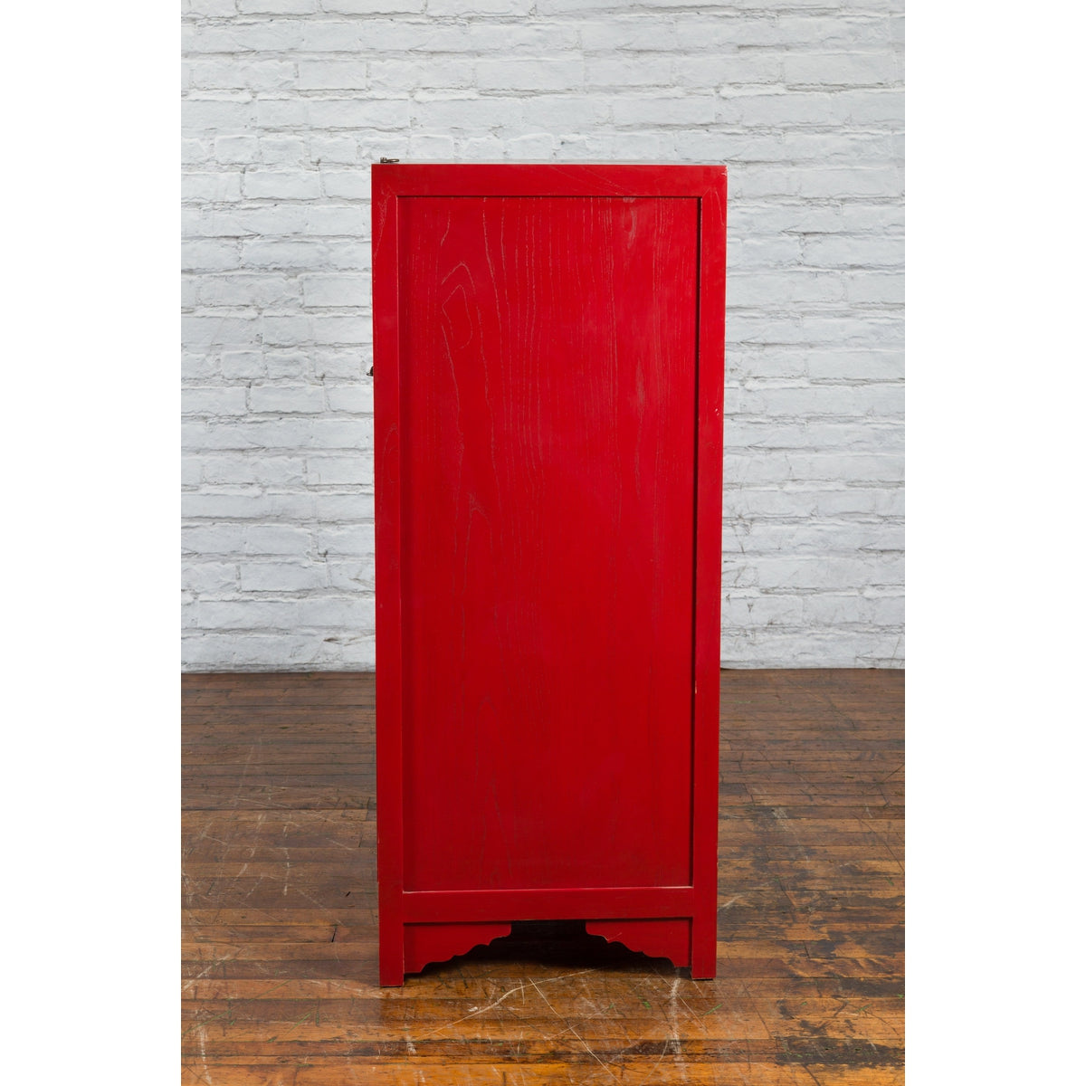 Chinese Antique Style Red Lacquered Liquor Cabinet with Revolving Hidden Panel-19. Asian &amp; Chinese Furniture, Art, Antiques, Vintage Home Décor for sale at FEA Home