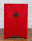 Chinese Antique Style Red Lacquered Liquor Cabinet with Revolving Hidden Panel-3. Asian & Chinese Furniture, Art, Antiques, Vintage Home Décor for sale at FEA Home