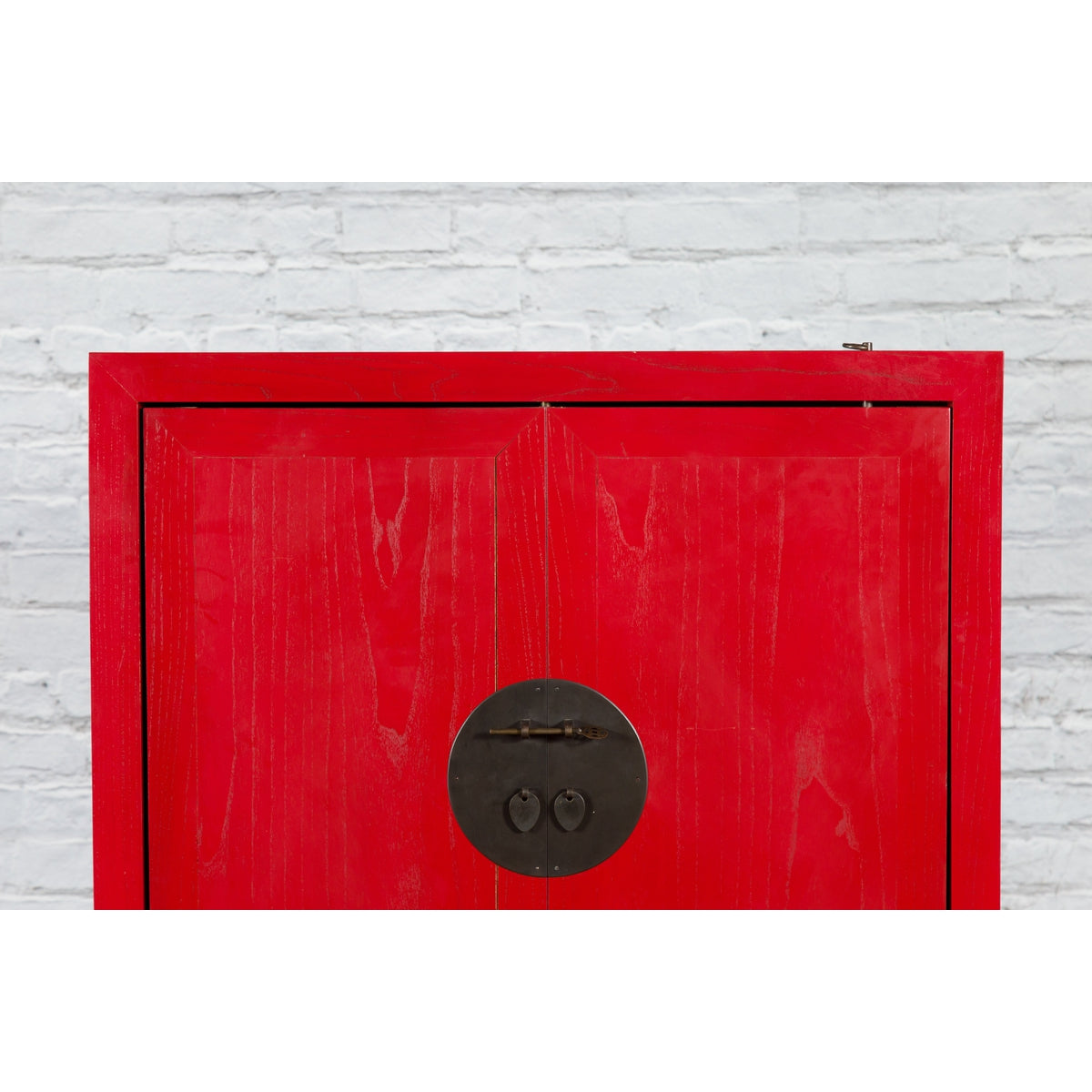 Chinese Antique Style Red Lacquered Liquor Cabinet with Revolving Hidden Panel-11. Asian &amp; Chinese Furniture, Art, Antiques, Vintage Home Décor for sale at FEA Home