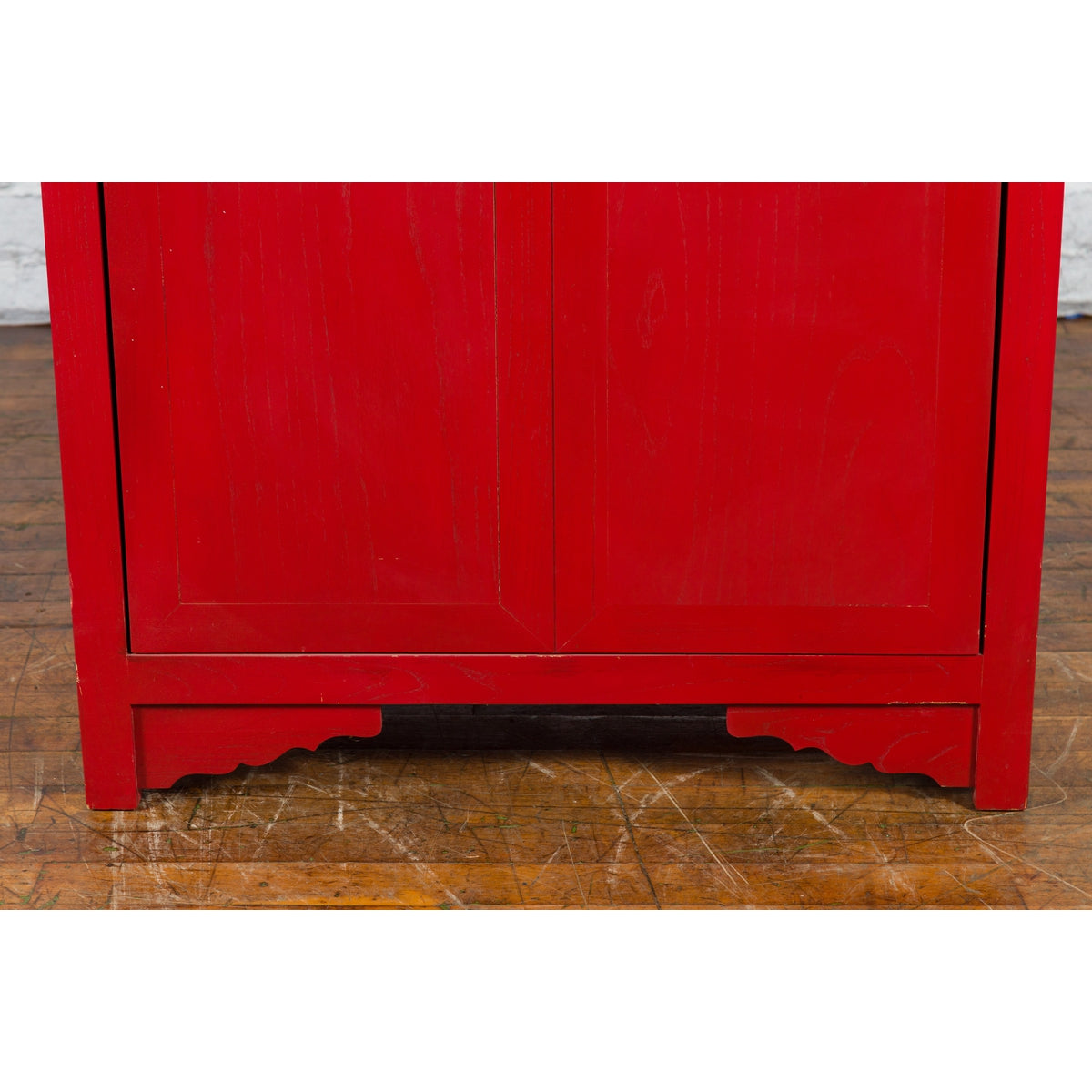 Chinese Antique Style Red Lacquered Liquor Cabinet with Revolving Hidden Panel-13. Asian &amp; Chinese Furniture, Art, Antiques, Vintage Home Décor for sale at FEA Home