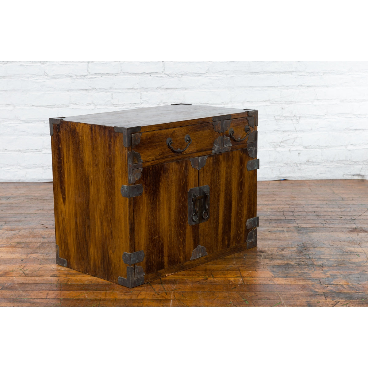 Korean 19th Century Brown Wood Side Cabinet with Black Iron Hardware-12. Asian &amp; Chinese Furniture, Art, Antiques, Vintage Home Décor for sale at FEA Home