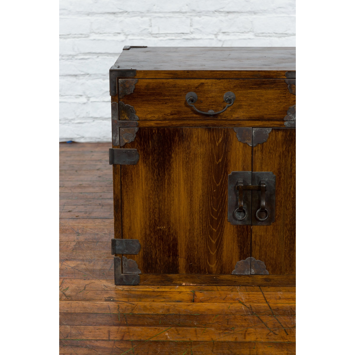 Korean 19th Century Brown Wood Side Cabinet with Black Iron Hardware-9. Asian &amp; Chinese Furniture, Art, Antiques, Vintage Home Décor for sale at FEA Home