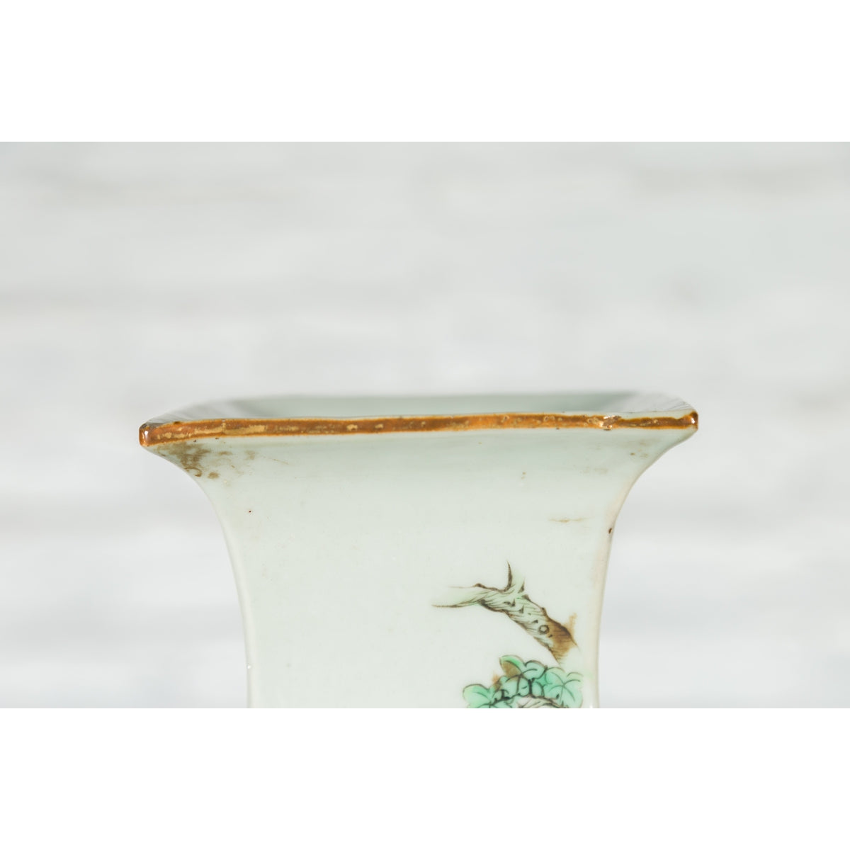 Chinese Qing 19th Century Altar Vase with Hand-Painted Flowers and Birds-9. Asian &amp; Chinese Furniture, Art, Antiques, Vintage Home Décor for sale at FEA Home