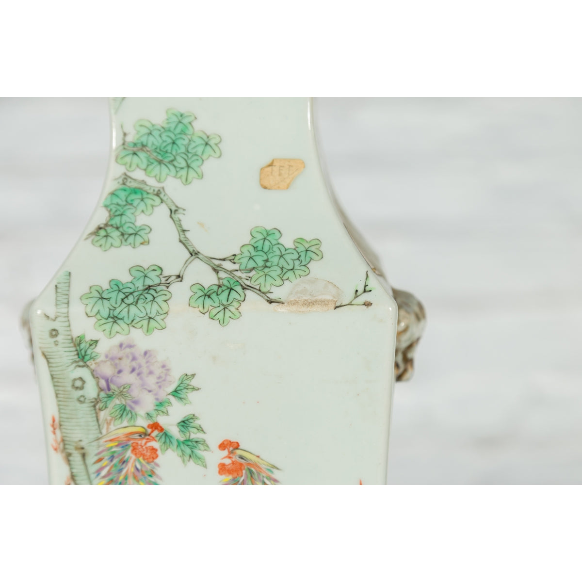 Chinese Qing 19th Century Altar Vase with Hand-Painted Flowers and Birds-14. Asian &amp; Chinese Furniture, Art, Antiques, Vintage Home Décor for sale at FEA Home