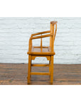 Chinese Qing Dynasty 19th Century Elmwood Armchair with Hand-Carved Medallion-13. Asian & Chinese Furniture, Art, Antiques, Vintage Home Décor for sale at FEA Home
