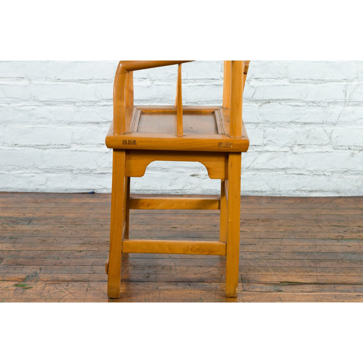 Chinese Qing Dynasty 19th Century Elmwood Armchair with Hand-Carved Medallion-16. Asian &amp; Chinese Furniture, Art, Antiques, Vintage Home Décor for sale at FEA Home