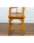 Chinese Qing Dynasty 19th Century Elmwood Armchair with Hand-Carved Medallion-16. Asian & Chinese Furniture, Art, Antiques, Vintage Home Décor for sale at FEA Home