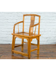 Chinese Qing Dynasty 19th Century Elmwood Armchair with Hand-Carved Medallion-17. Asian & Chinese Furniture, Art, Antiques, Vintage Home Décor for sale at FEA Home