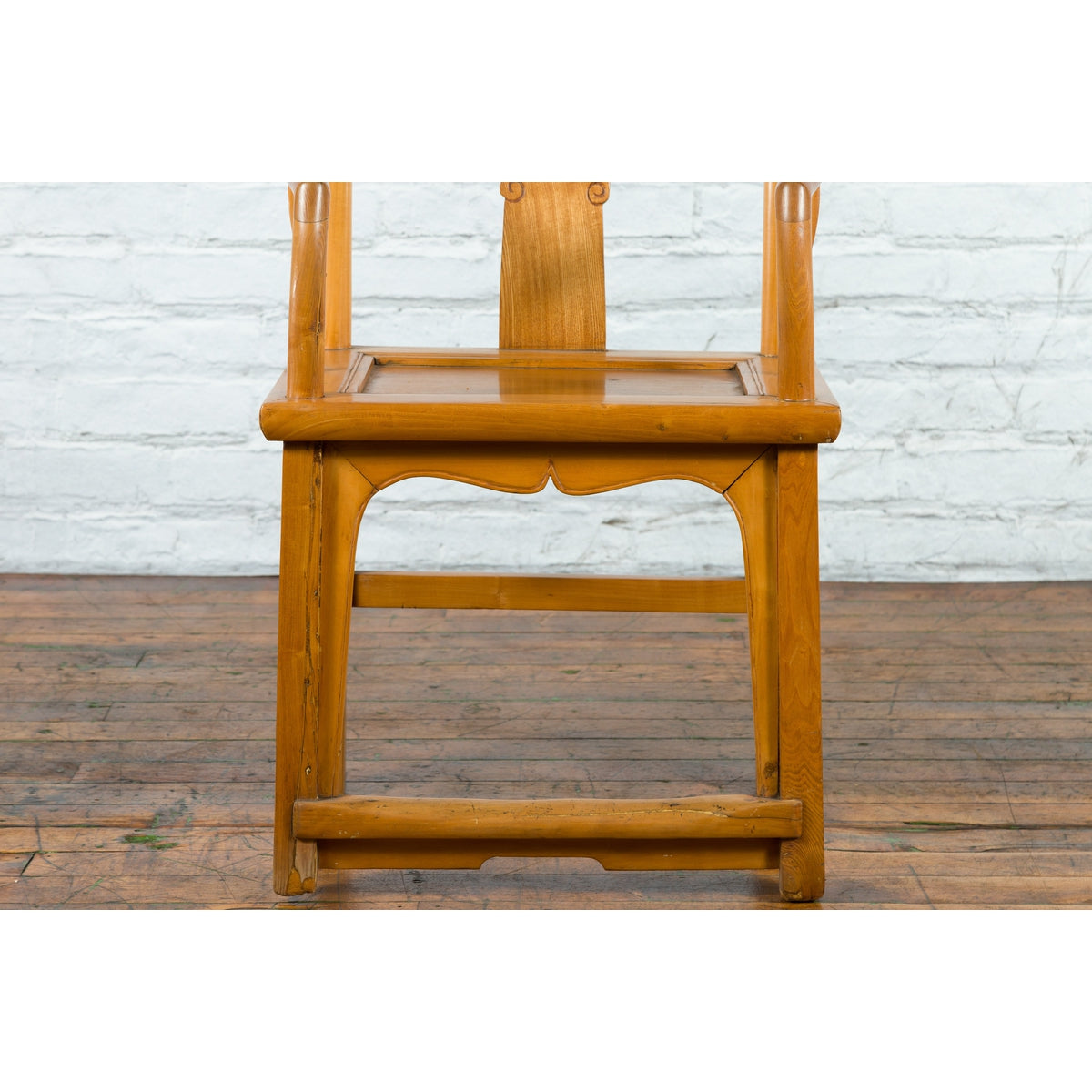 Chinese Qing Dynasty 19th Century Elmwood Armchair with Hand-Carved Medallion-4. Asian &amp; Chinese Furniture, Art, Antiques, Vintage Home Décor for sale at FEA Home