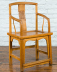 Chinese Qing Dynasty 19th Century Elmwood Armchair with Hand-Carved Medallion-9. Asian & Chinese Furniture, Art, Antiques, Vintage Home Décor for sale at FEA Home