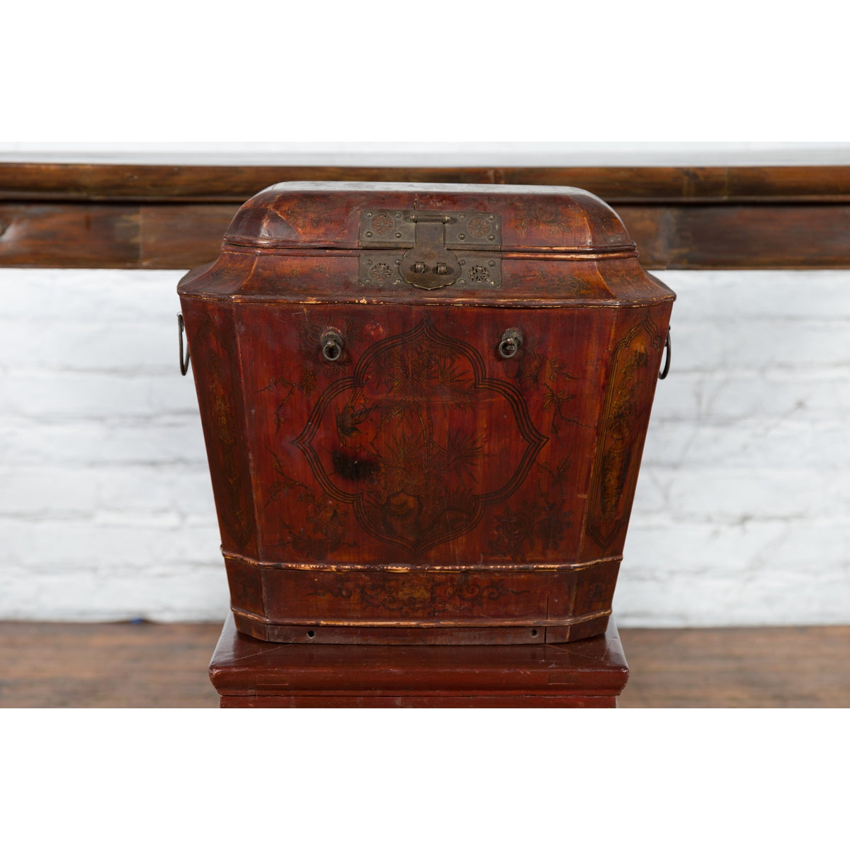 Chinese Red Lacquer Wedding Chest with Hand-Painted Décor, Qing Dynasty-2. Asian & Chinese Furniture, Art, Antiques, Vintage Home Décor for sale at FEA Home