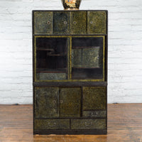 Japanese Early 20th Century Black and Gold Speckled Compound Cabinet