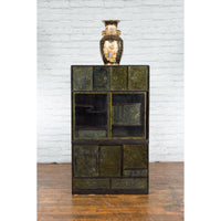 Japanese Early 20th Century Black and Gold Speckled Compound Cabinet