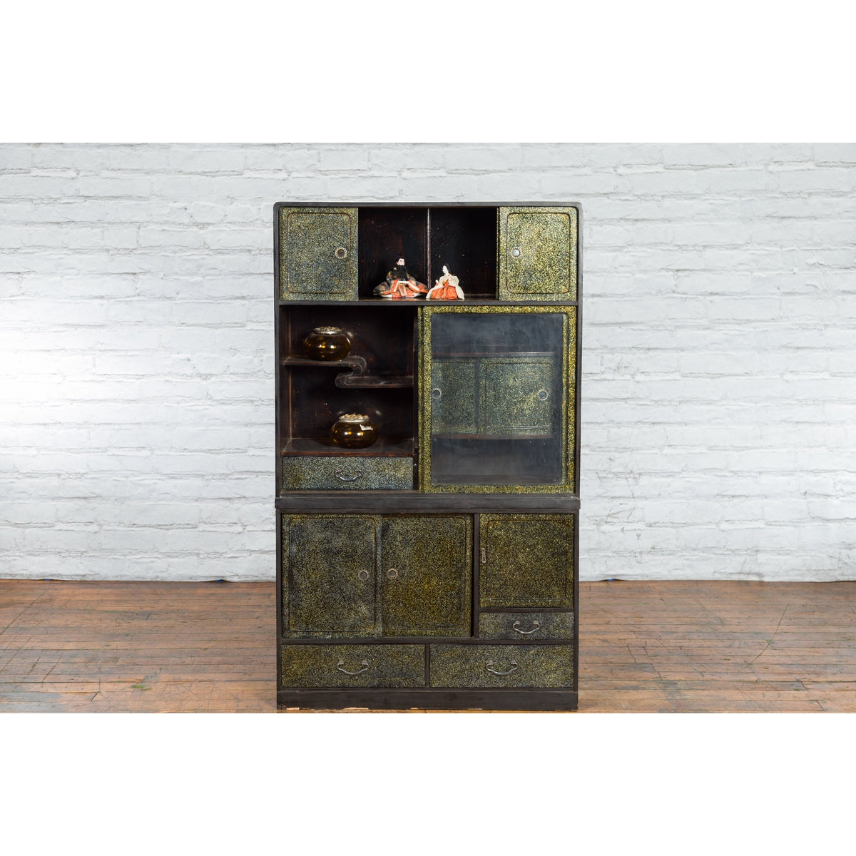 Japanese Early 20th Century Black and Gold Speckled Compound Cabinet-8. Asian &amp; Chinese Furniture, Art, Antiques, Vintage Home Décor for sale at FEA Home