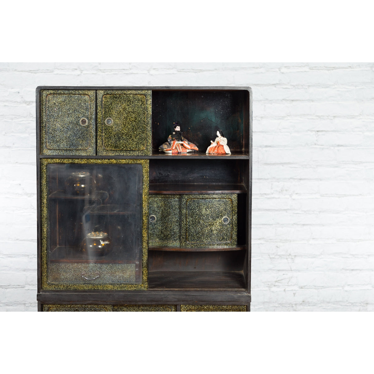 Japanese Early 20th Century Black and Gold Speckled Compound Cabinet-4. Asian &amp; Chinese Furniture, Art, Antiques, Vintage Home Décor for sale at FEA Home