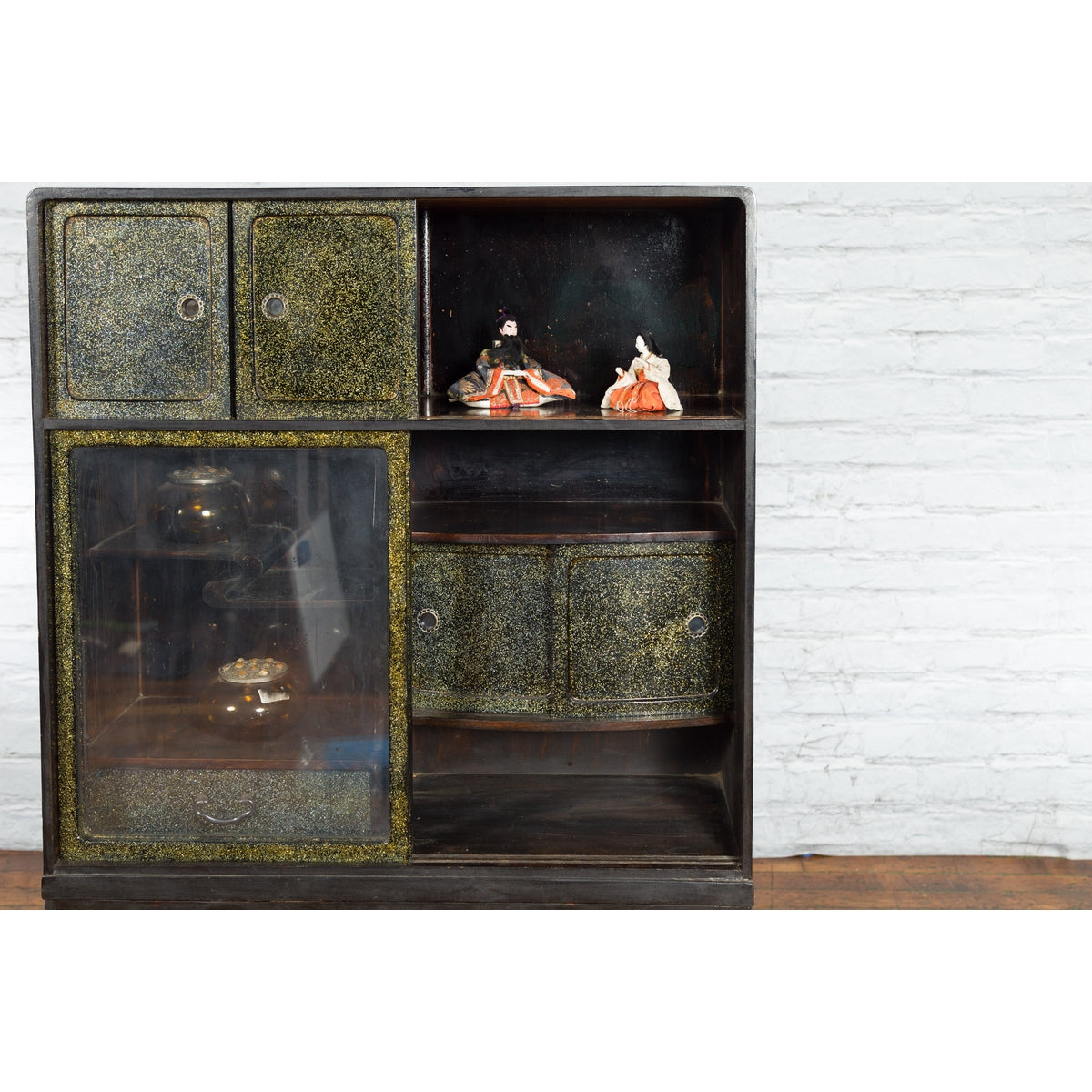 Japanese Early 20th Century Black and Gold Speckled Compound Cabinet-5. Asian &amp; Chinese Furniture, Art, Antiques, Vintage Home Décor for sale at FEA Home