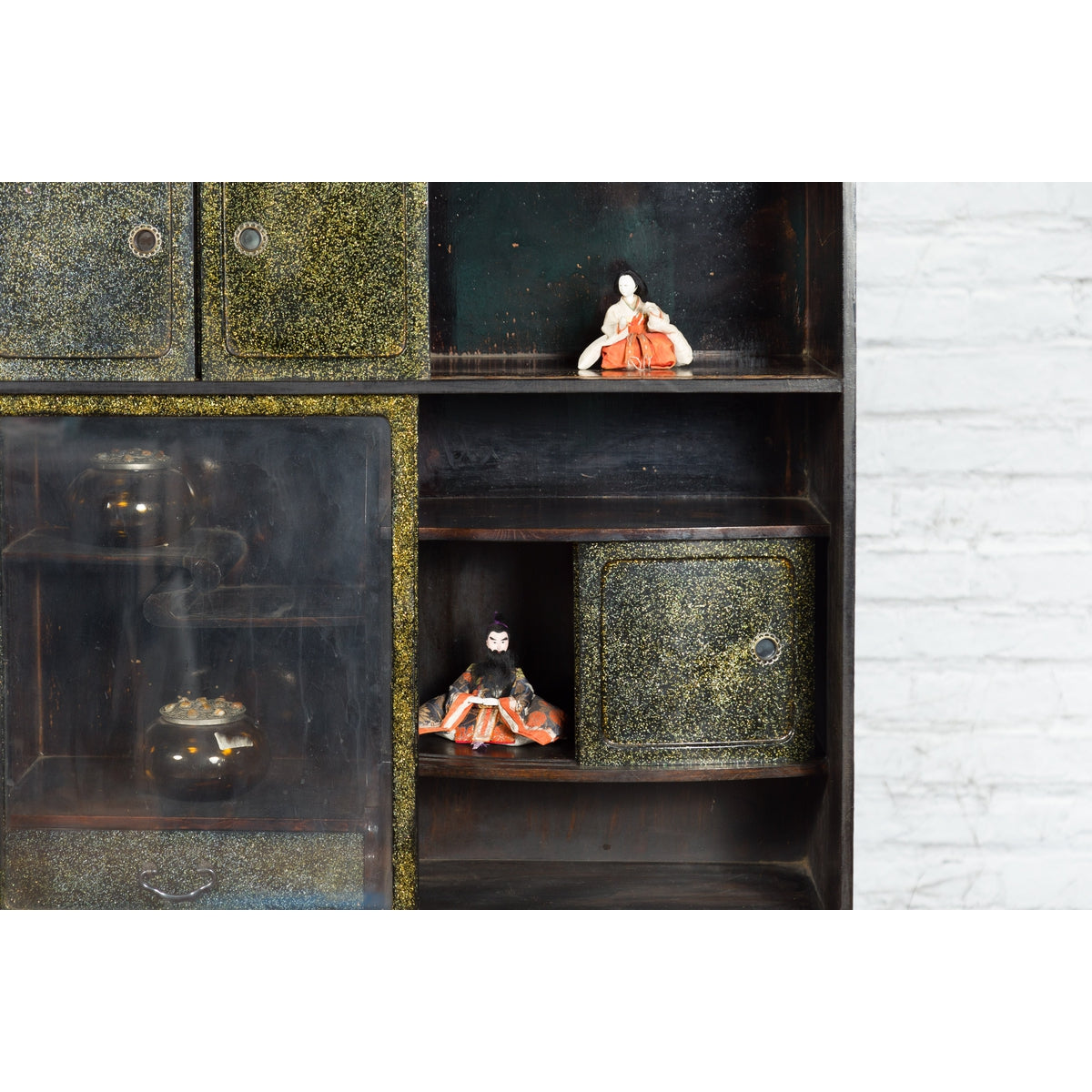 Japanese Early 20th Century Black and Gold Speckled Compound Cabinet-6. Asian &amp; Chinese Furniture, Art, Antiques, Vintage Home Décor for sale at FEA Home