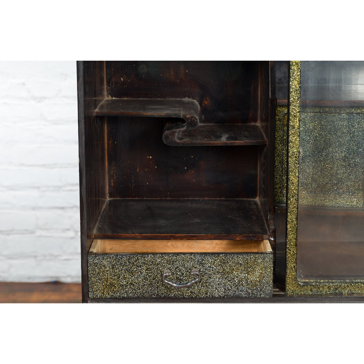 Japanese Early 20th Century Black and Gold Speckled Compound Cabinet-19. Asian &amp; Chinese Furniture, Art, Antiques, Vintage Home Décor for sale at FEA Home